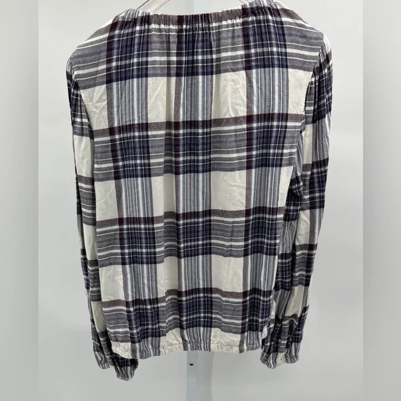 Anthropologie Cloth & Stone  Glacier Plaid Blouse - Size Small - Picture 5 of 10